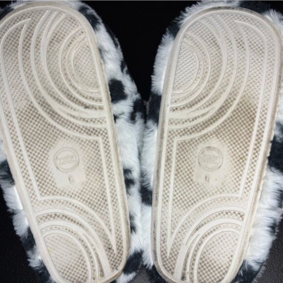 Wonder Nation Cozy Cow Plushie Slippers Black White Pink Holstein 3D Ears Horns - Picture 5 of 7